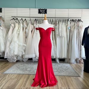 Red Off-the-Shoulder Formal Dress